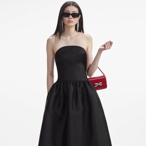 self-portrait Black Taffeta Midi Dress - Size: US6  - MSRP $555 - NWT
